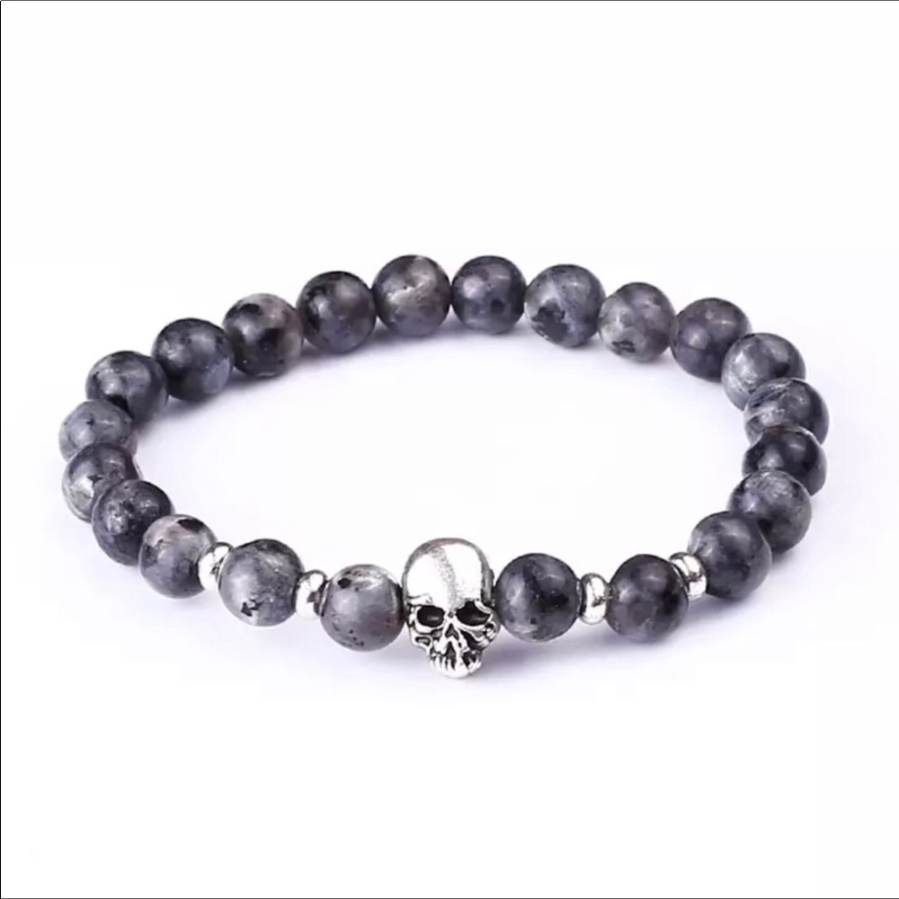 UNISEX Quartz Skull Beaded Bracelet